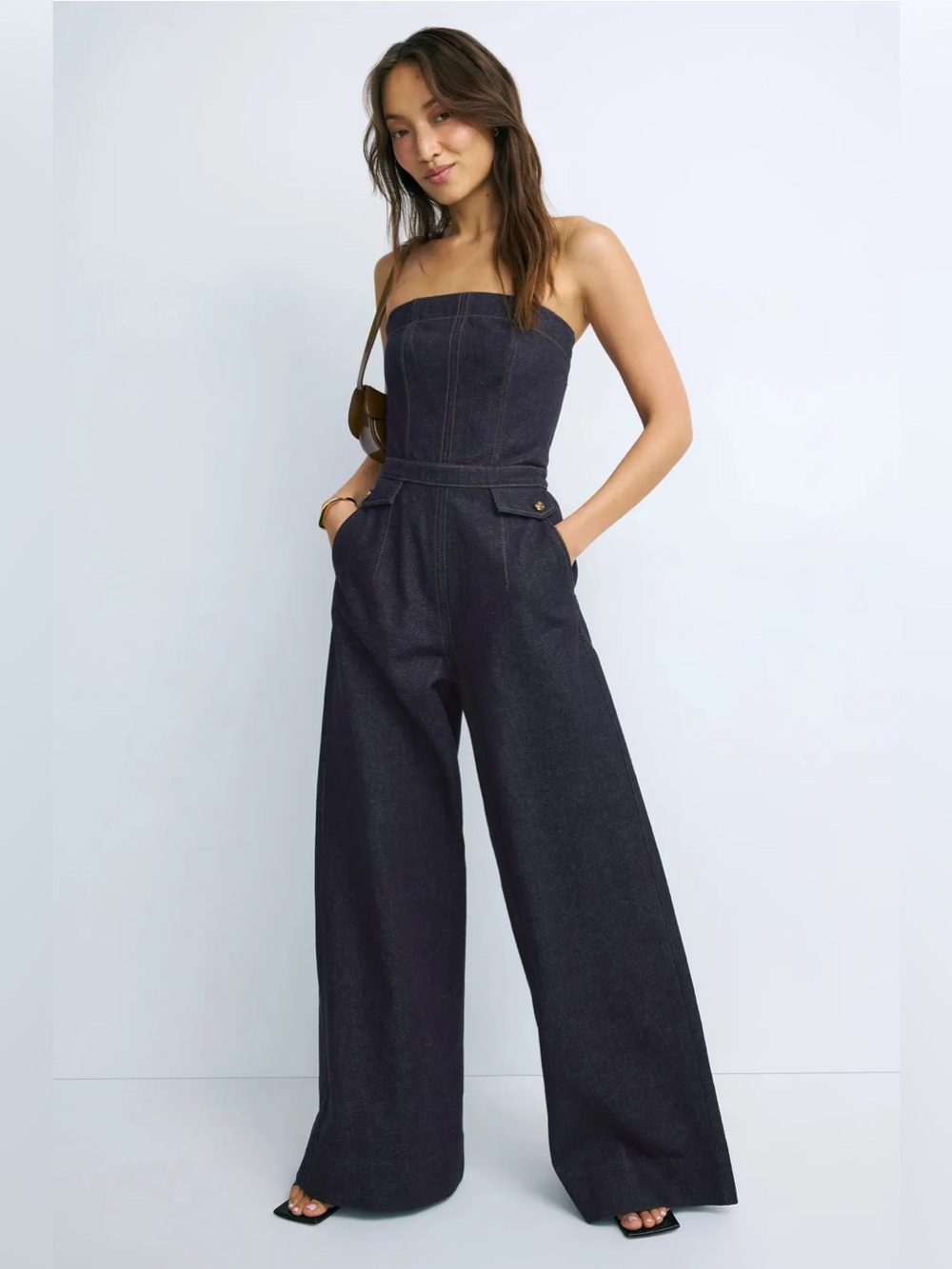 PAIGE Francesca Jumpsuit in Saville Blue Denim Wide Leg Utility One Piece NWT - Picture 4 of 12